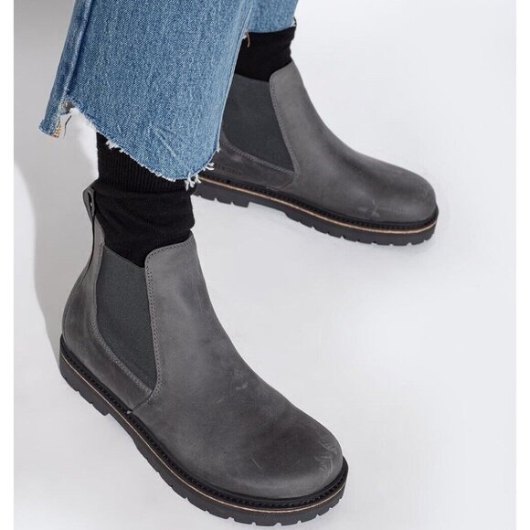 Birkenstock Shoes - Birkenstock Stalon Chelsea Boots Graphite Nubuck Leather Womens EU 41 US 10-10.5